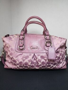 Coach Ashley Signature Sateen 3Way Satchel, Pink Purple, EUC, 2010, F15440